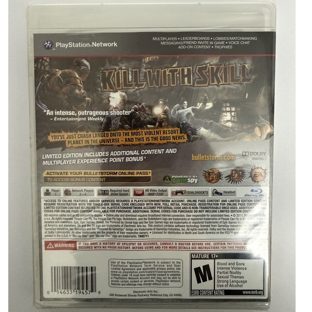 Bulletstorm Limited Edition - Sony PS3 - Brand New Factory Sealed EA Epic - Picture 2 of 5